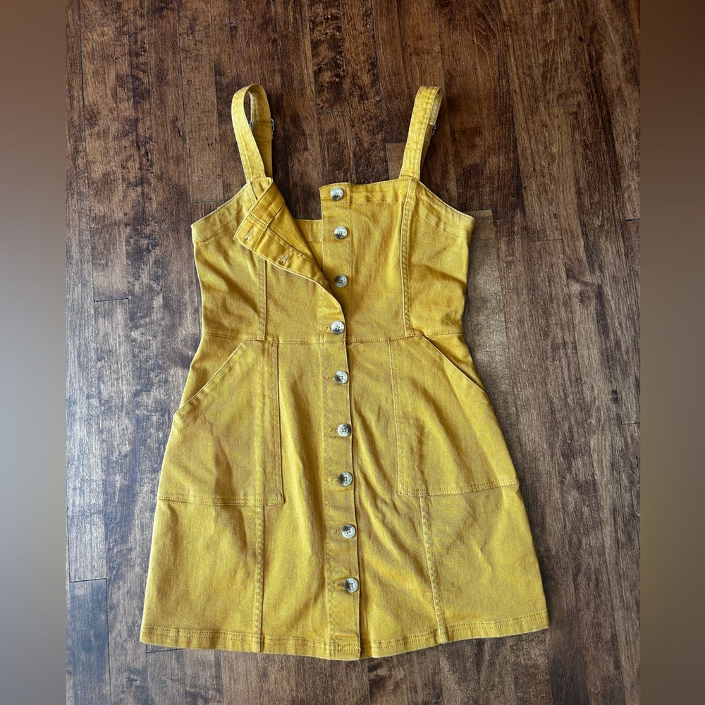 Mustard Button-down Overall dress